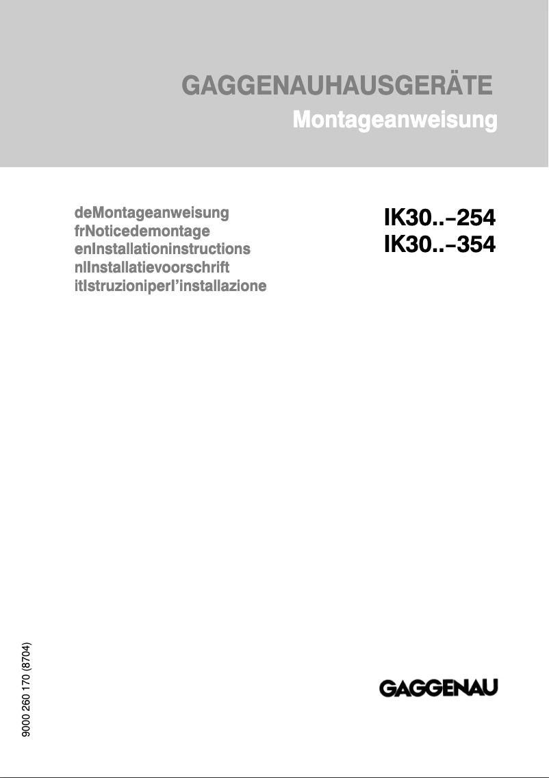 Página 1 del manual Manual de usuario Gaggenau IK 302-254