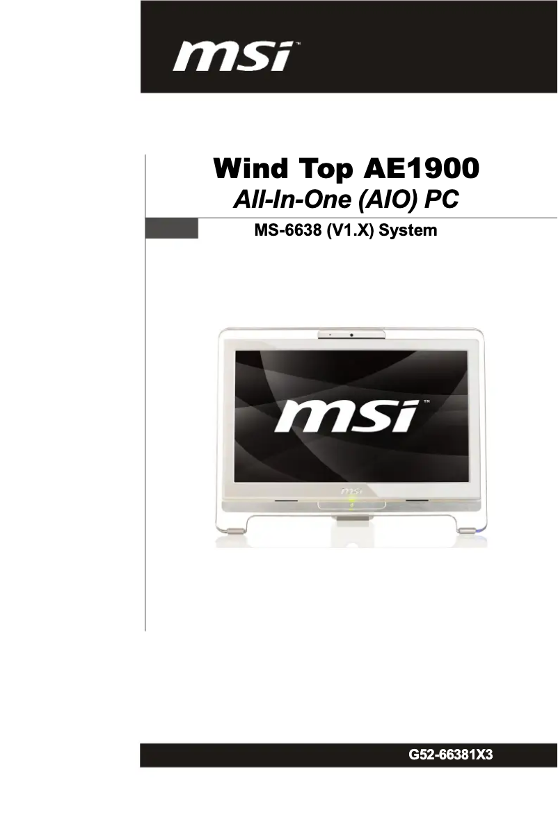 Page 1 de la notice Manuel utilisateur MSI Wind Top AE1900-W