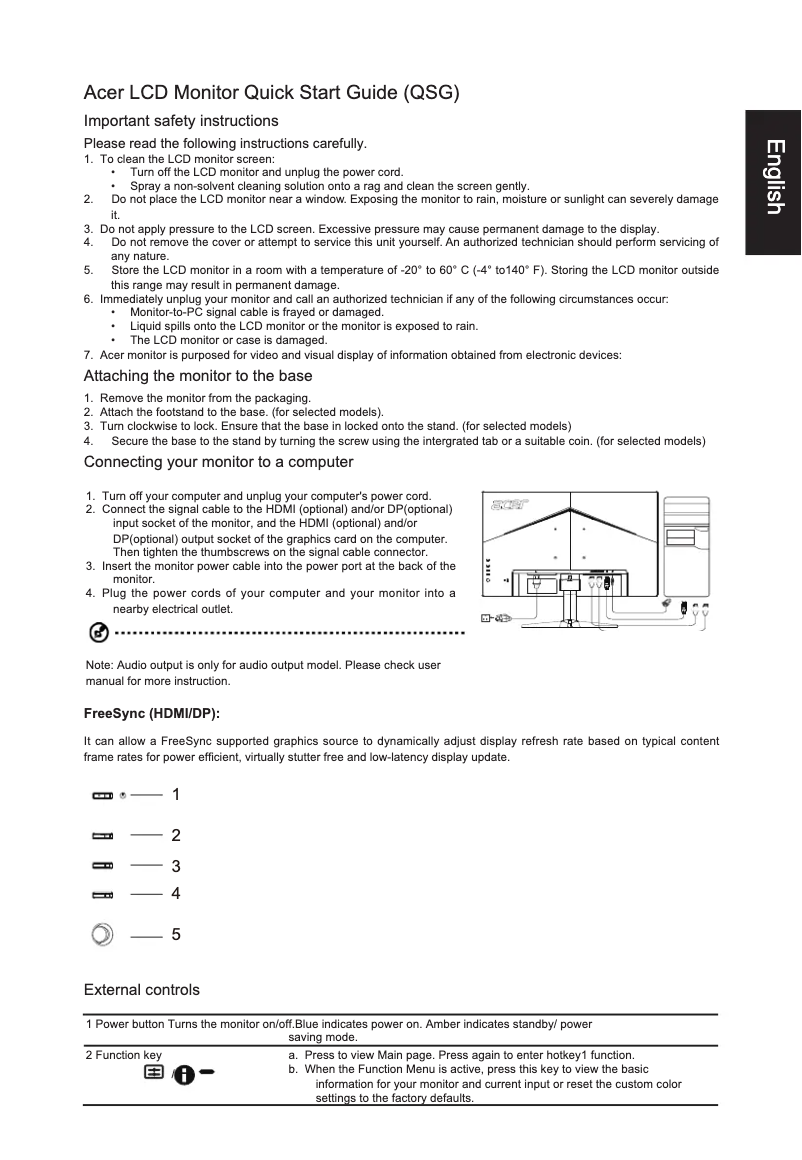 Page n°1 - Guide de démarrage rapide Acer VG270S