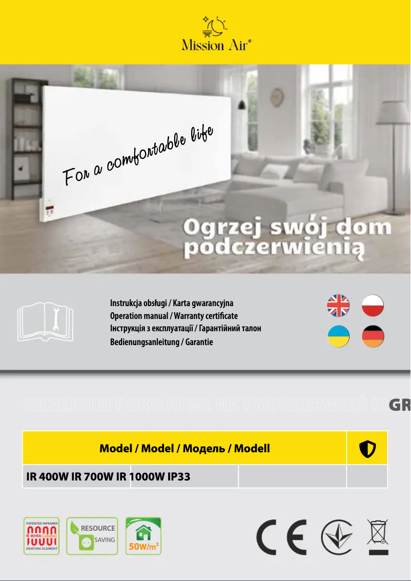 Page 1 de la notice Manuel utilisateur Mission Air IR 1000 W