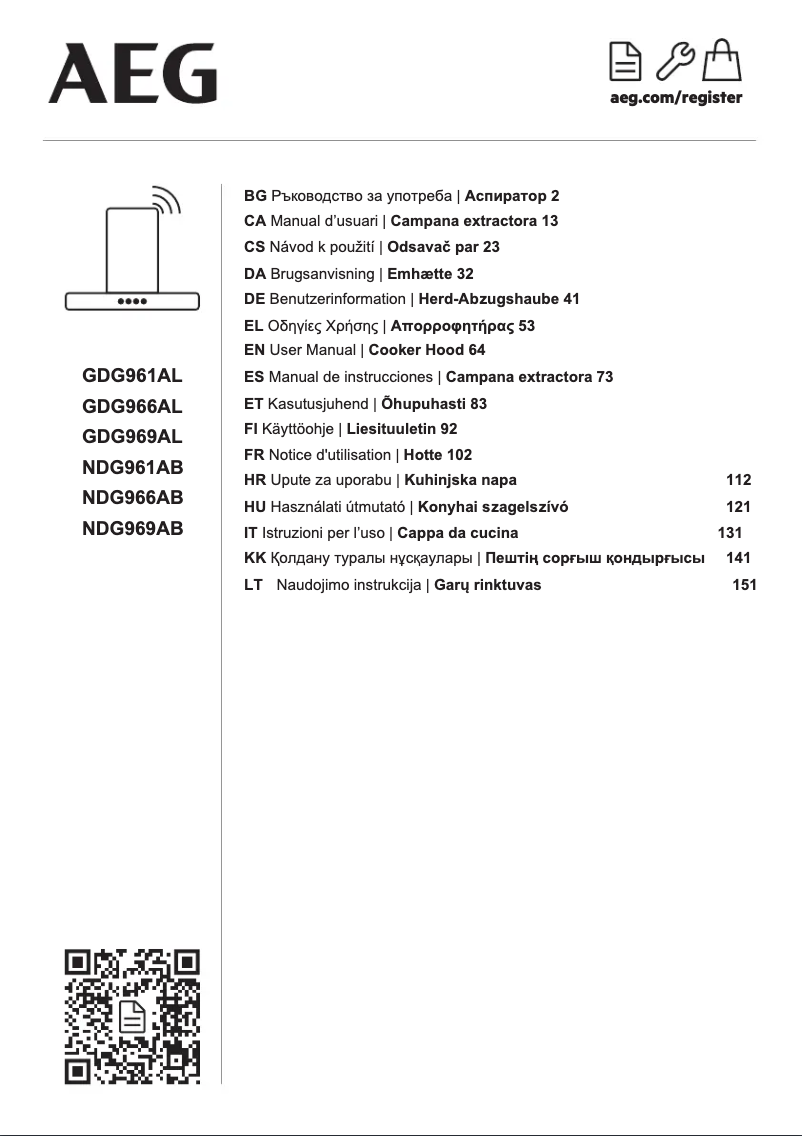 Página 1 del manual Ficha técnica AEG NDG969AB