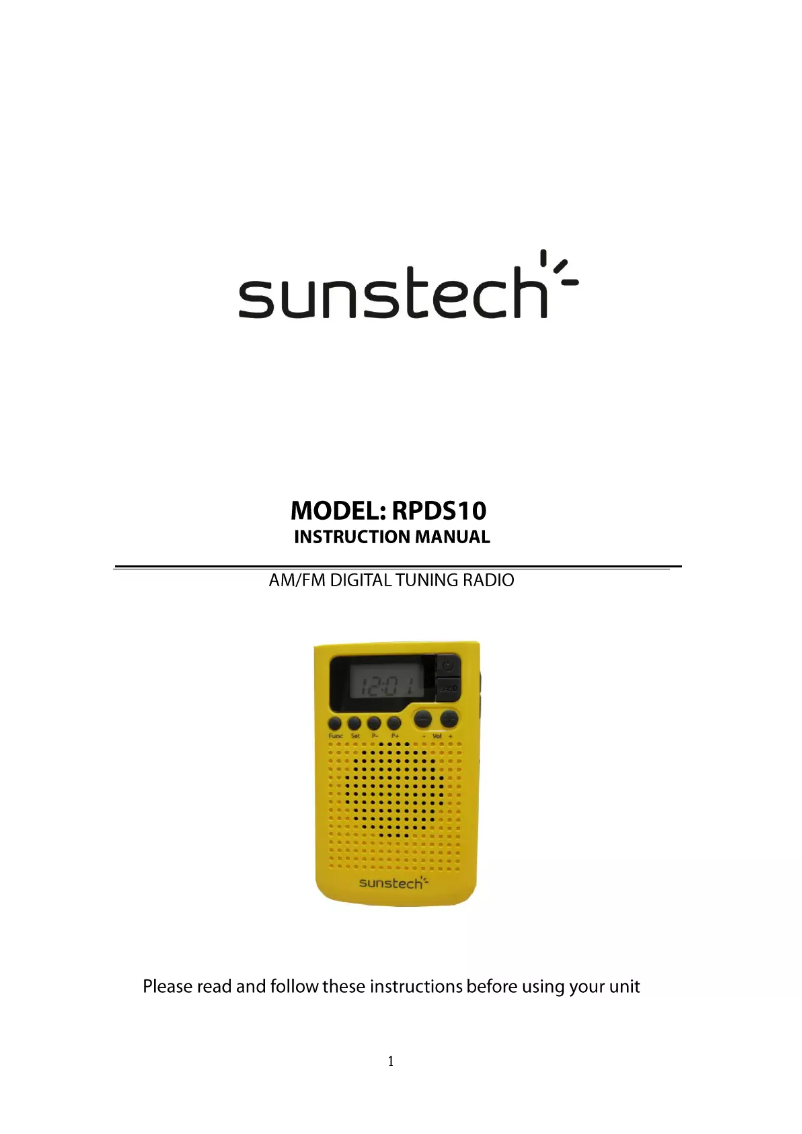 Page n°1 - Manuel utilisateur Sunstech RPDS10