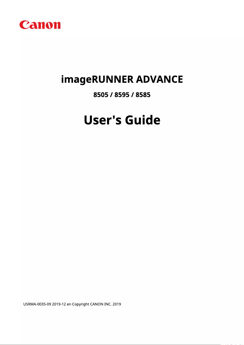 Image de la première page du manuel de l'appareil imageRUNNER ADVANCE 8585 PRO