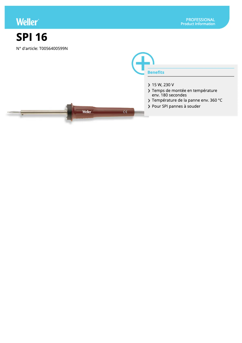 Page n°1 - Fiche technique Weller SPI 16