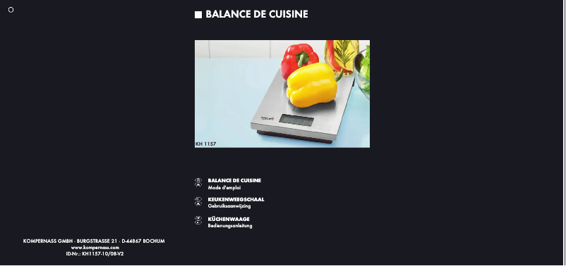 Page n°1 - Manuel utilisateur Bifinett KH 1157