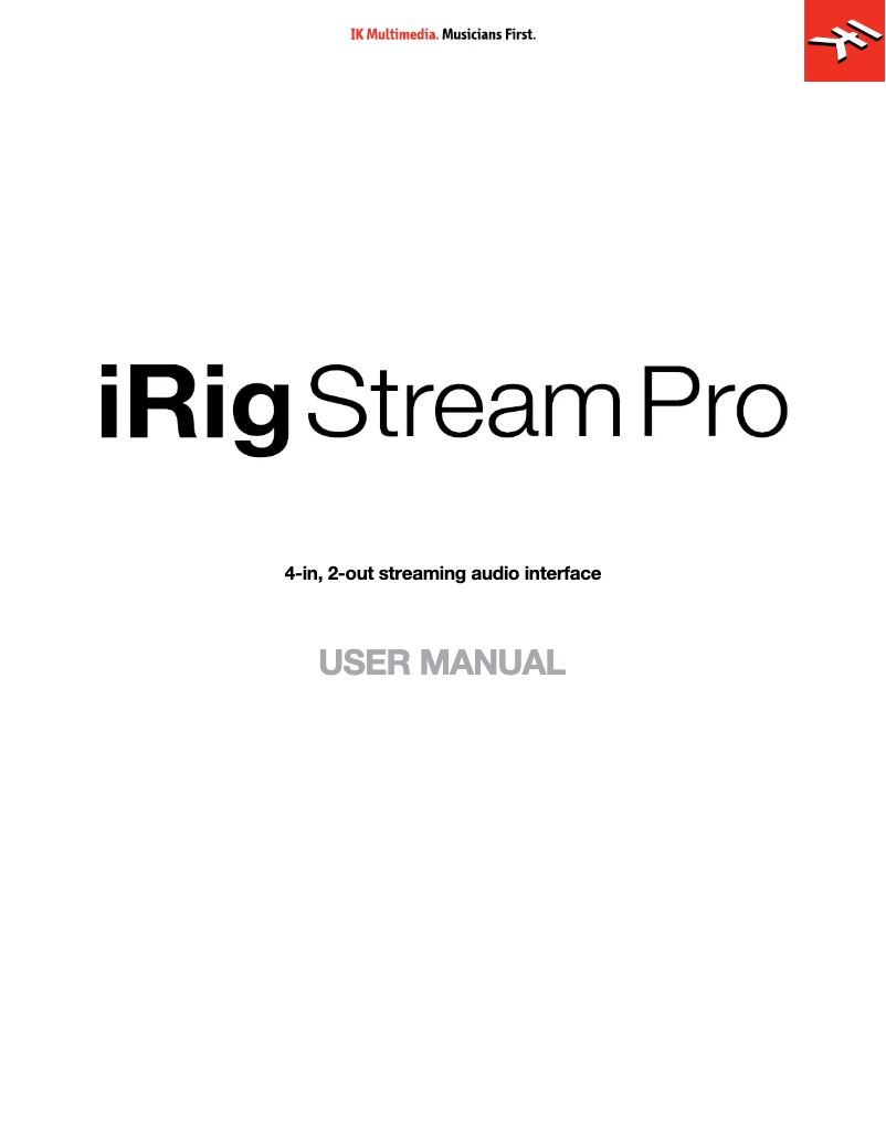 Image de la première page du manuel de l'appareil iRig Pro I/O
