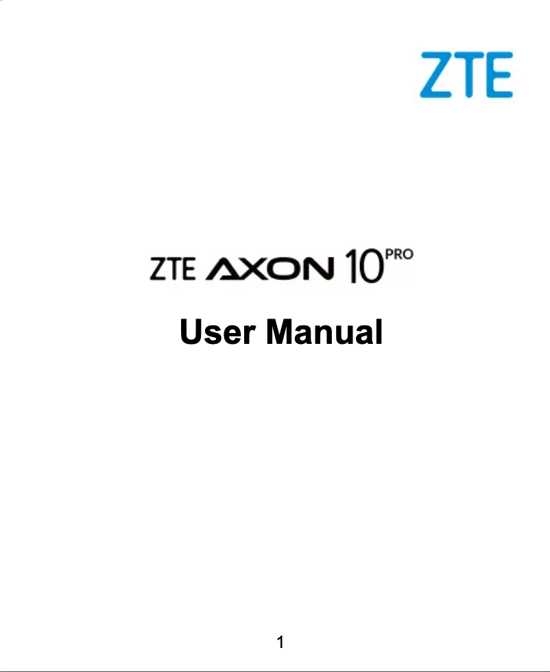 Page n°1 - Manuel utilisateur ZTE Axon 10 Pro