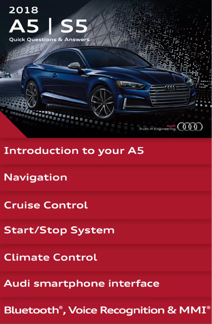 Page 1 de la notice Manuel utilisateur Audi S5 (2018)