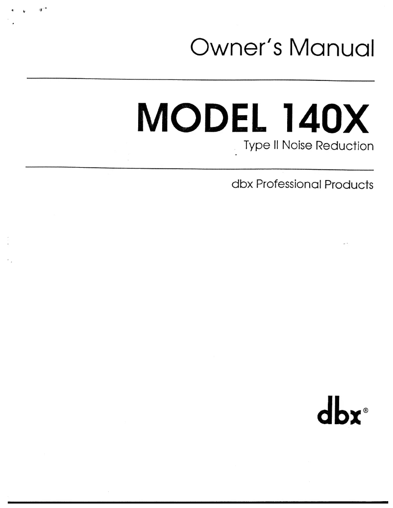 Page 1 de la notice Manuel utilisateur DBX 140X