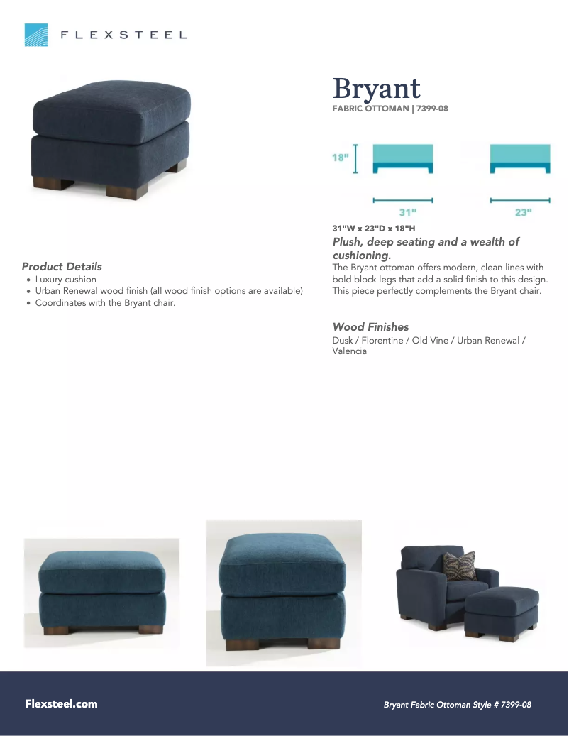 Page 1 de la notice Manuel utilisateur Flexsteel Bryant 7399-08