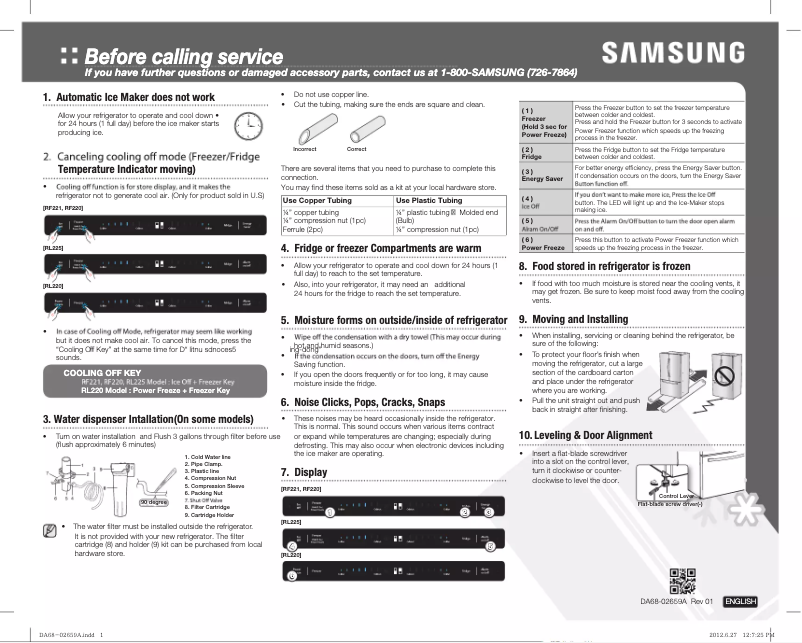 Page n°1 - Guide de démarrage rapide Samsung RF220FCTAS8