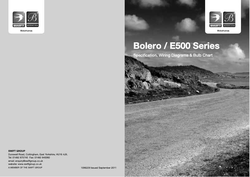 Image de la première page du manuel de l'appareil Bolero E500 (2012)