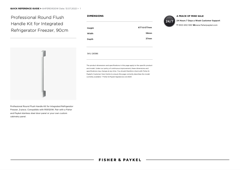 Page 1 de la notice Manuel utilisateur Fisher & Paykel AHP3RD9120W