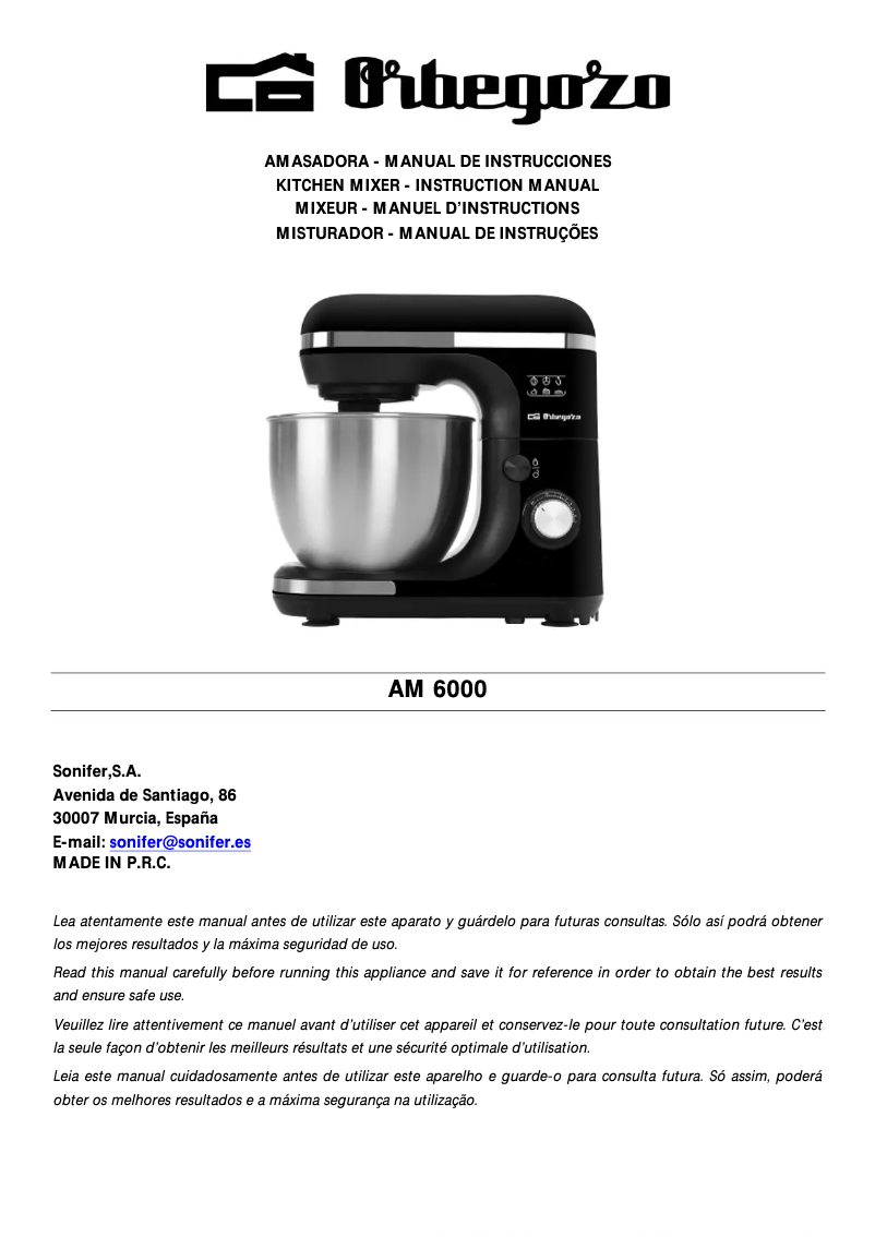 Image de la première page du manuel de l'appareil AM 6000