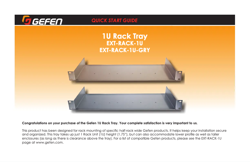 Page n°1 - Manuel utilisateur Gefen EXT-RACK-1U-GRY