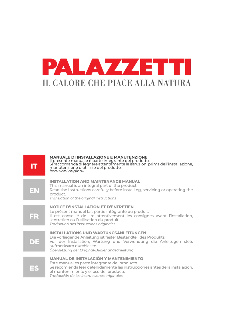 Page n°1 - Manuel utilisateur Palazzetti Ecofire Dadò Idro 9N water