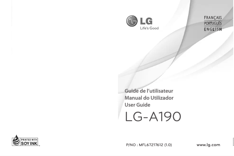 Page 1 of the manual User Manual LG A190