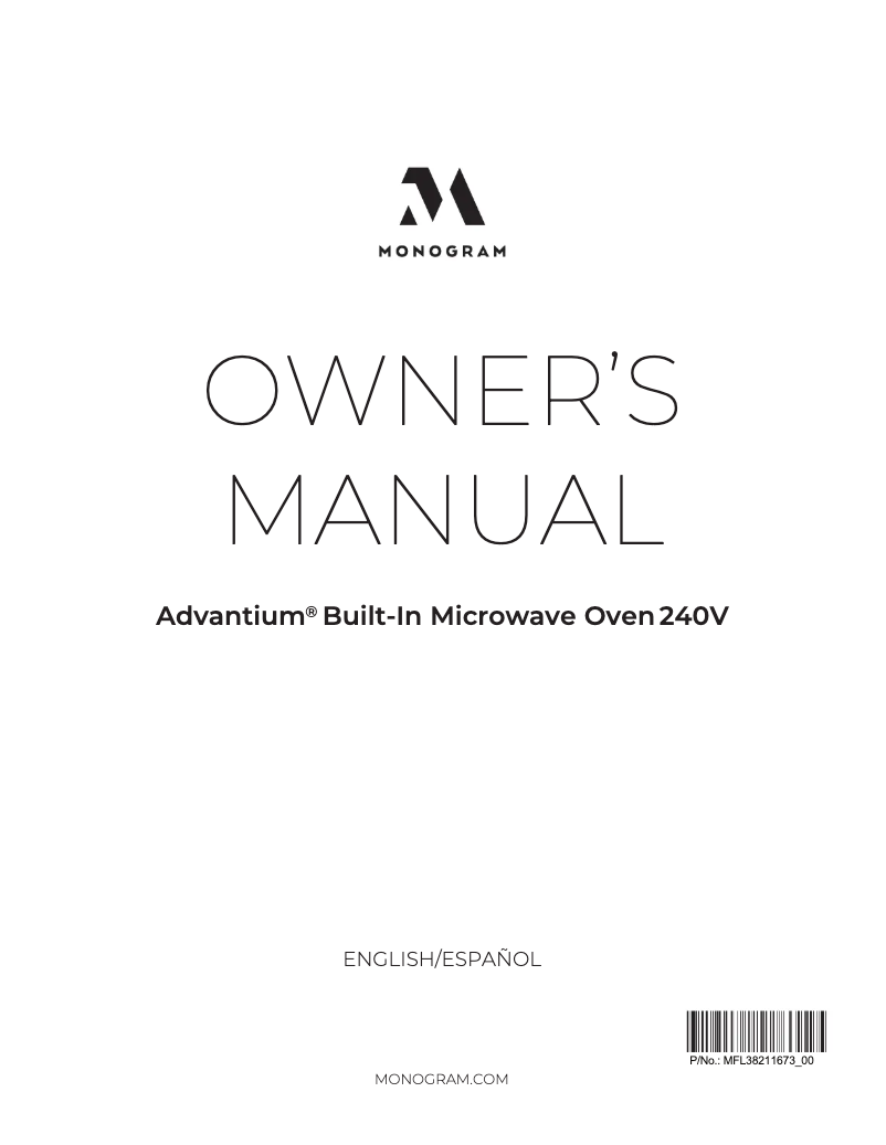 Page n°1 - Manuel d'utilisation et d'entretien Monogram ZSB9231NSS