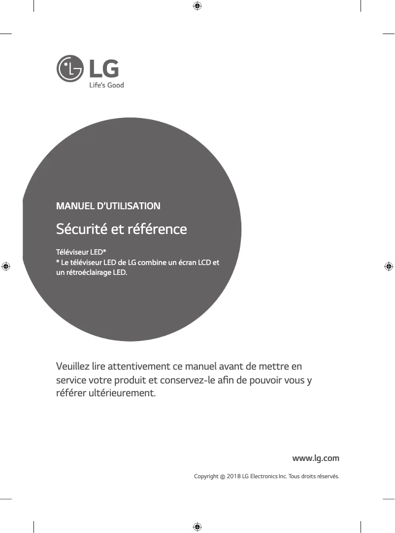 Page 1 de la notice Manuel utilisateur LG 55UK6900PTD
