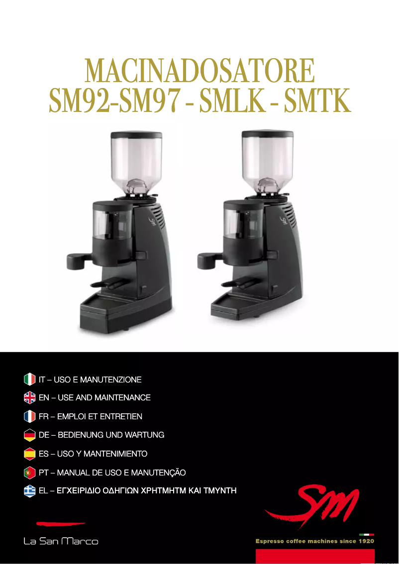 Page 1 de la notice Manuel utilisateur La San Marco SM92