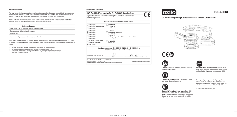 Page 1 de la notice Manuel utilisateur Ozito ROS-4000U