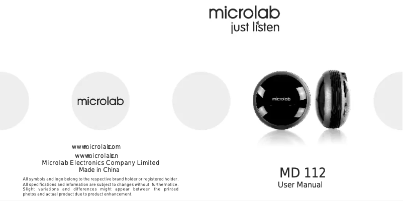 Page n°1 - Manuel utilisateur Microlab MD112