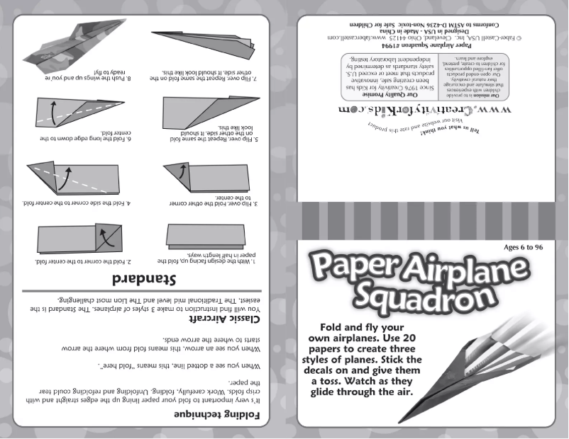 Page 1 de la notice Manuel utilisateur Faber-Castell Paper Airplane Squadron