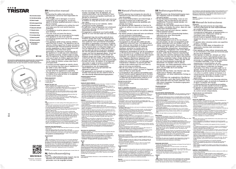 Page n°1 - Manuel utilisateur TriStar WF-1161