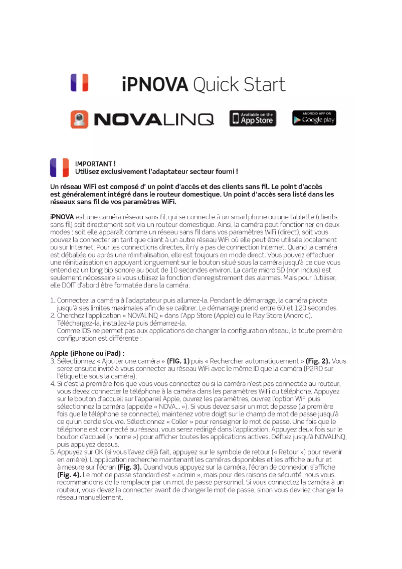 Page n°1 - Manuel utilisateur Nova IP NOVA