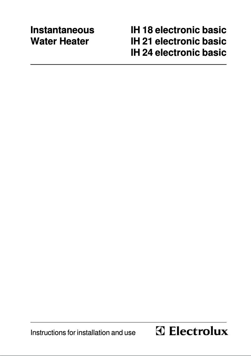 Page 1 de la notice Manuel utilisateur Electrolux IH 21 Electronic Basic
