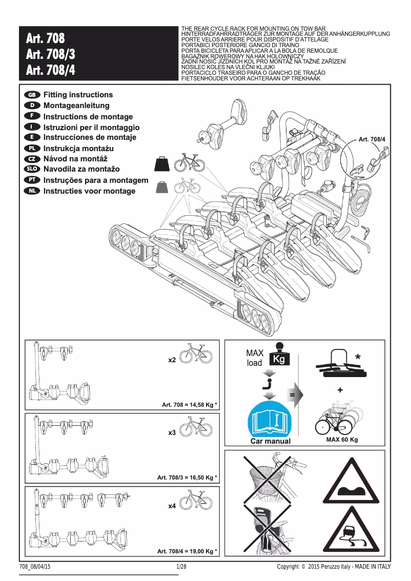 Page 1 de la notice Manuel utilisateur Peruzzo Pure Instinct 708