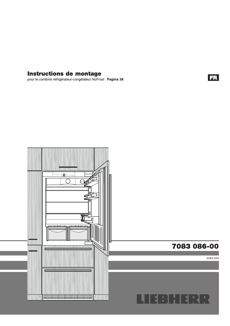 Page 1 de la notice Guide d'installation Liebherr ECBN 5066 PremiumPlus BioFresh NoFrost
