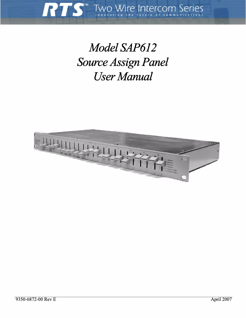Image de la première page du manuel de l'appareil SAP-612