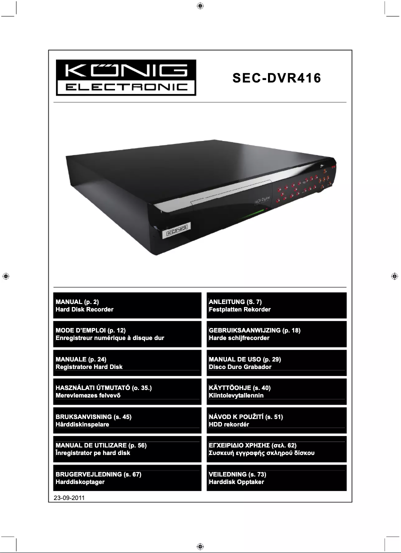 Image de la première page du manuel de l'appareil SEC-DVR416