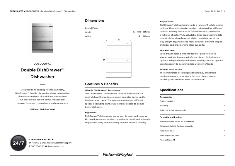 Page n°1 - Fiche technique Fisher & Paykel DD60DDFX7