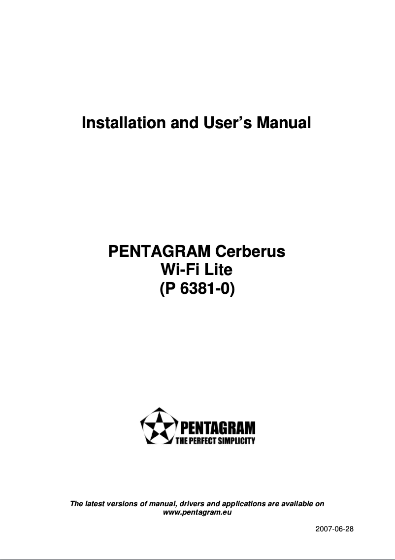 Page n°1 - Manuel utilisateur Pentagram Cerberus Wi-Fi Lite P6381-0