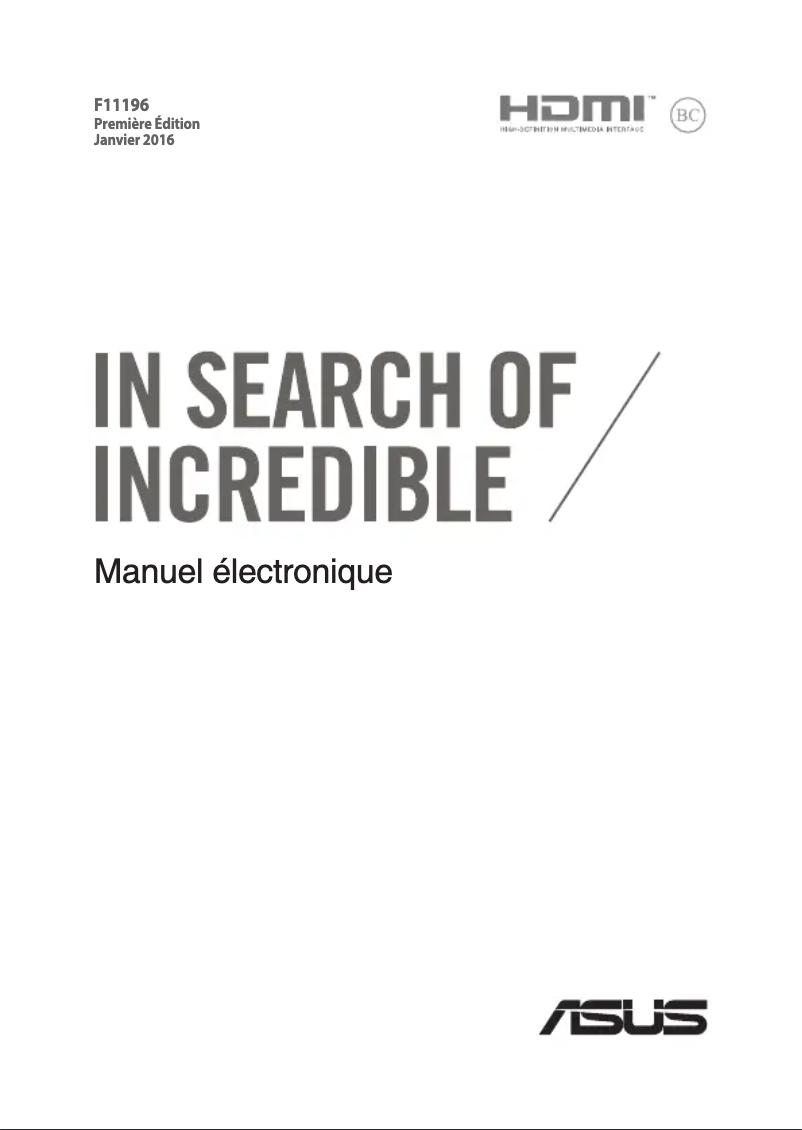 Page 1 de la notice Manuel utilisateur Asus ROG GL502VY