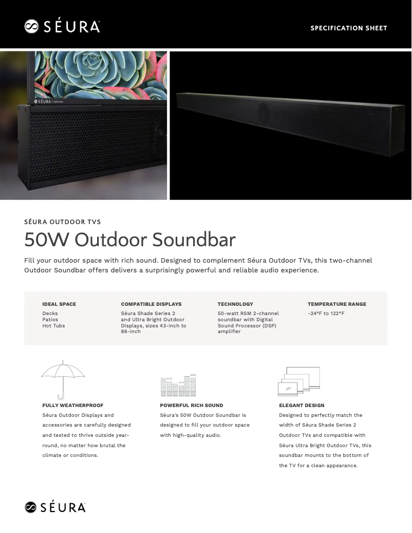 Page n°1 - Fiche technique Seura Shade SHD2-43