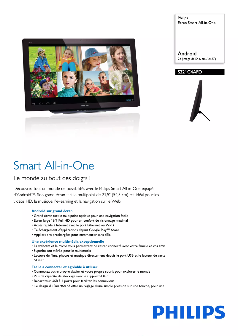 Page n°1 - Fiche technique Philips S221C4AFD