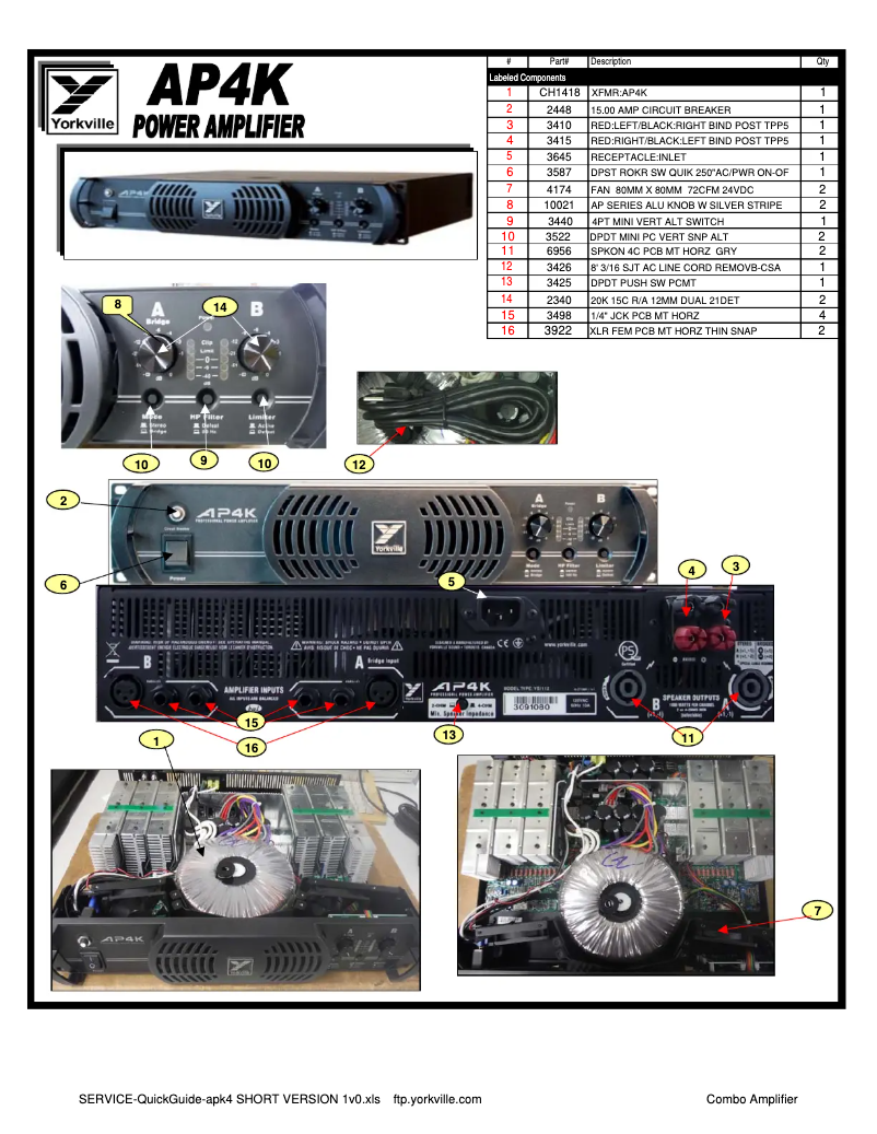 Page 1 de la notice Guide de démarrage rapide Yorkville AP4K