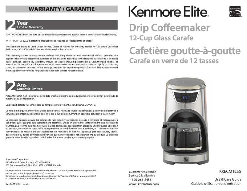 Page 1 de la notice Manuel utilisateur Kenmore Elite KKTS2SR