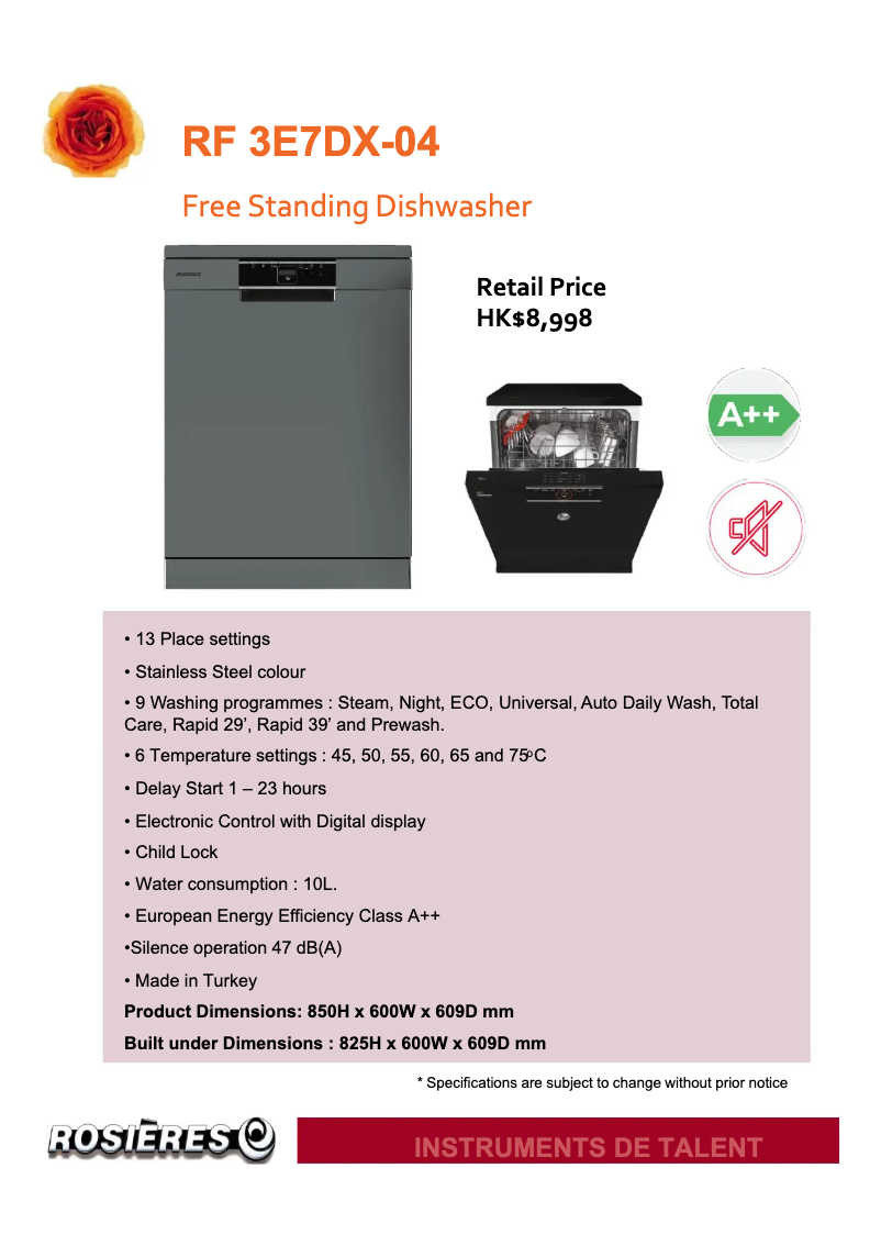 Page 1 de la notice Catalogue Rosieres RF 3E7DX