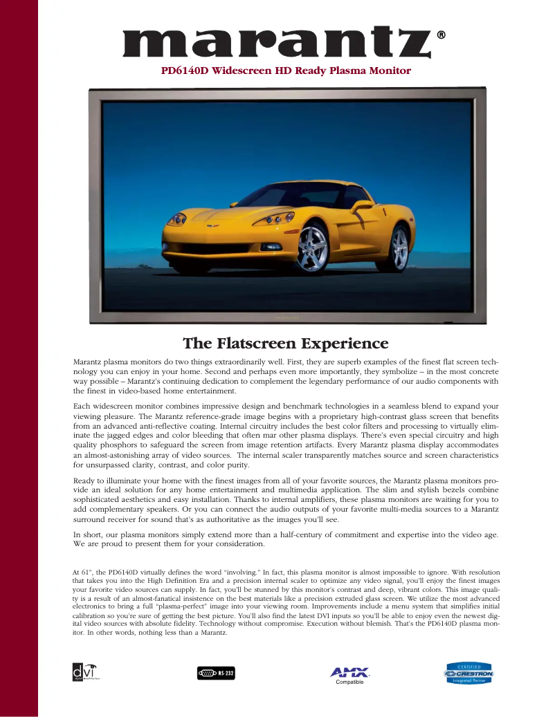 Page 1 de la notice Fiche technique Marantz PD6140D