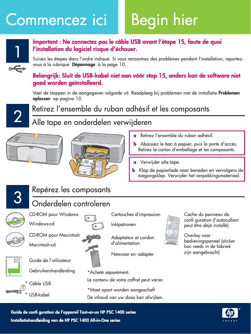 Page 1 de la notice Manuel utilisateur HP PSC 1417