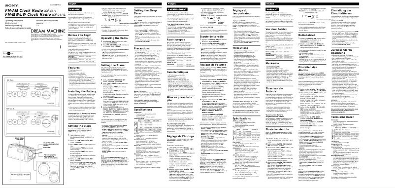 Image de la première page du manuel de l'appareil ICF-C411