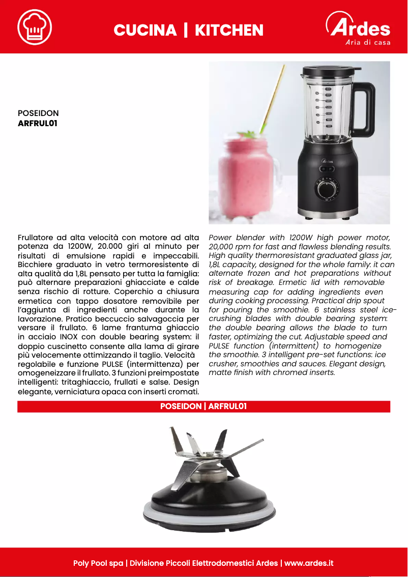 Página 1 del manual Ficha técnica Ardes Poseidon ARFRUL01