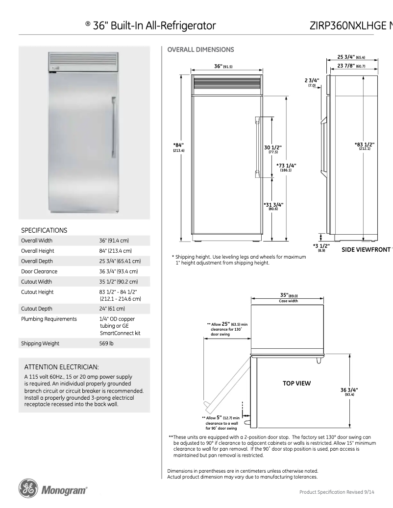 Image de la première page du manuel de l'appareil ZIRP360NXLH