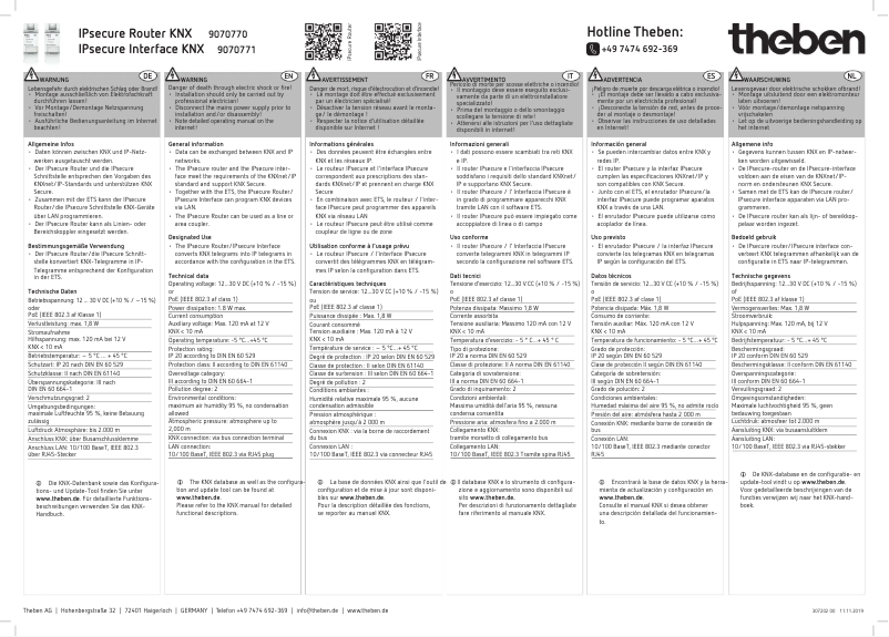 Page n°1 - Manuel utilisateur Theben IPsecure Interface KNX