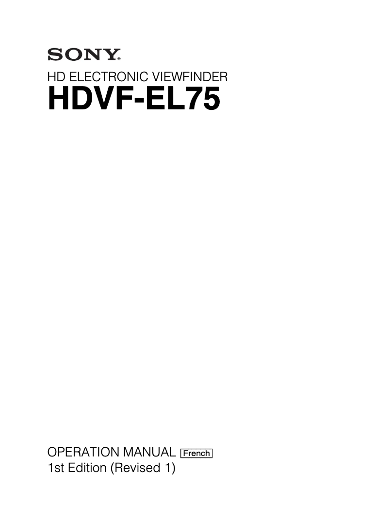 Page n°1 - Manuel utilisateur Sony HDVF-EL75