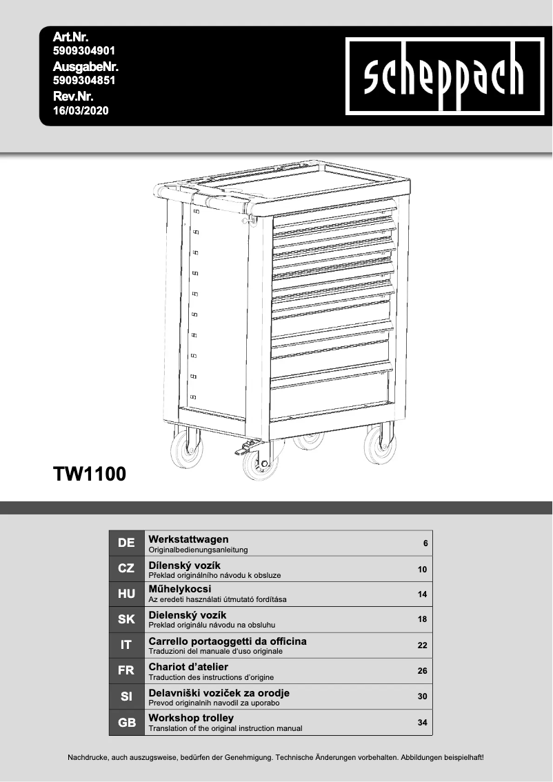 Page n°1 - Manuel utilisateur Scheppach TW1100